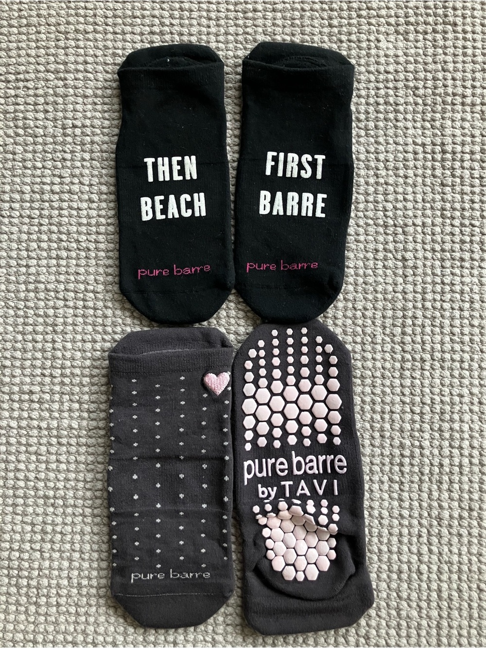 Pure Barre Black & Gray Ankle Grip Socks Duo Pairs